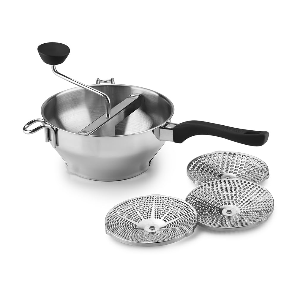 Cuisinart food mill stainless steel 2.3 qt capacity for smooth purees.