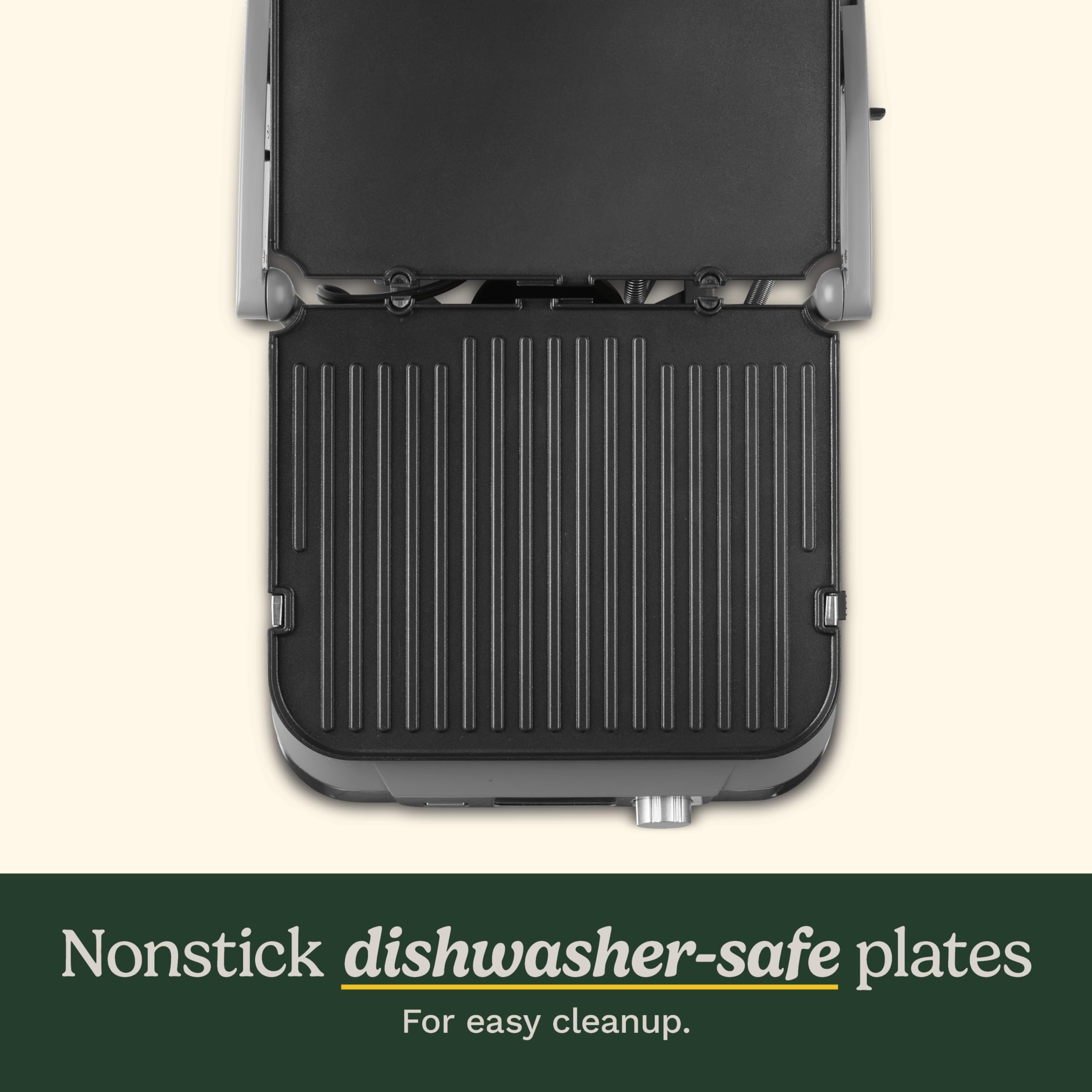 Cuisinart Griddler FIVE full grill mode cooks burgers and vegetables evenly.