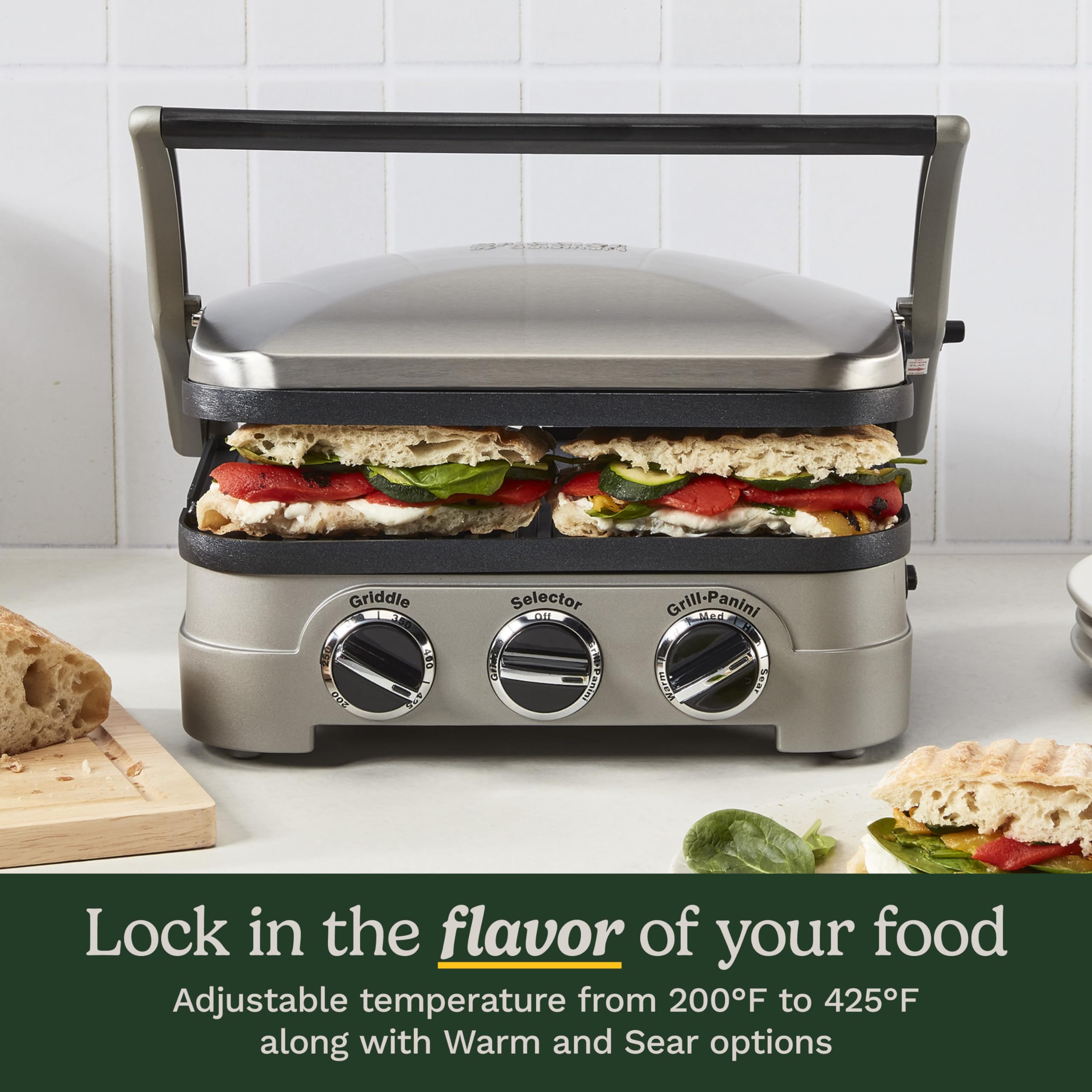 Cuisinart Griddler half grill half griddle for flexible meals.