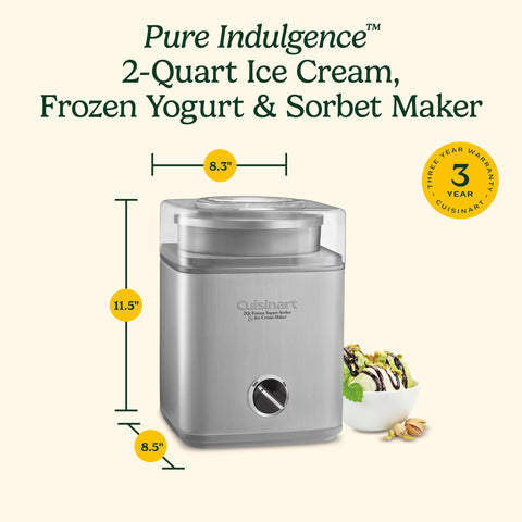 Cuisinart ICE30BCP1 2-quart capacity lets you craft frozen desserts in minutes.