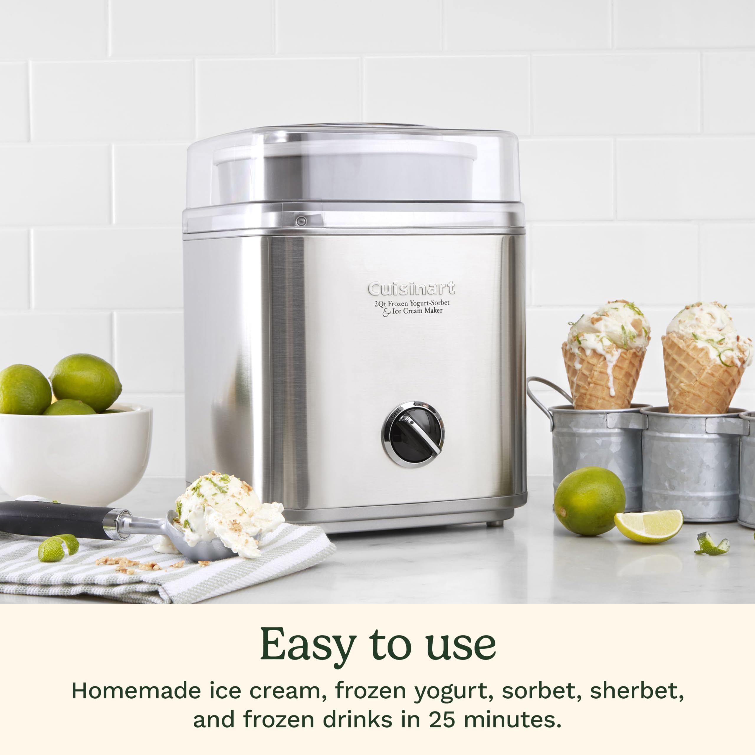 Cuisinart ICE30BCP1 large ingredient spout for easy mix-ins.