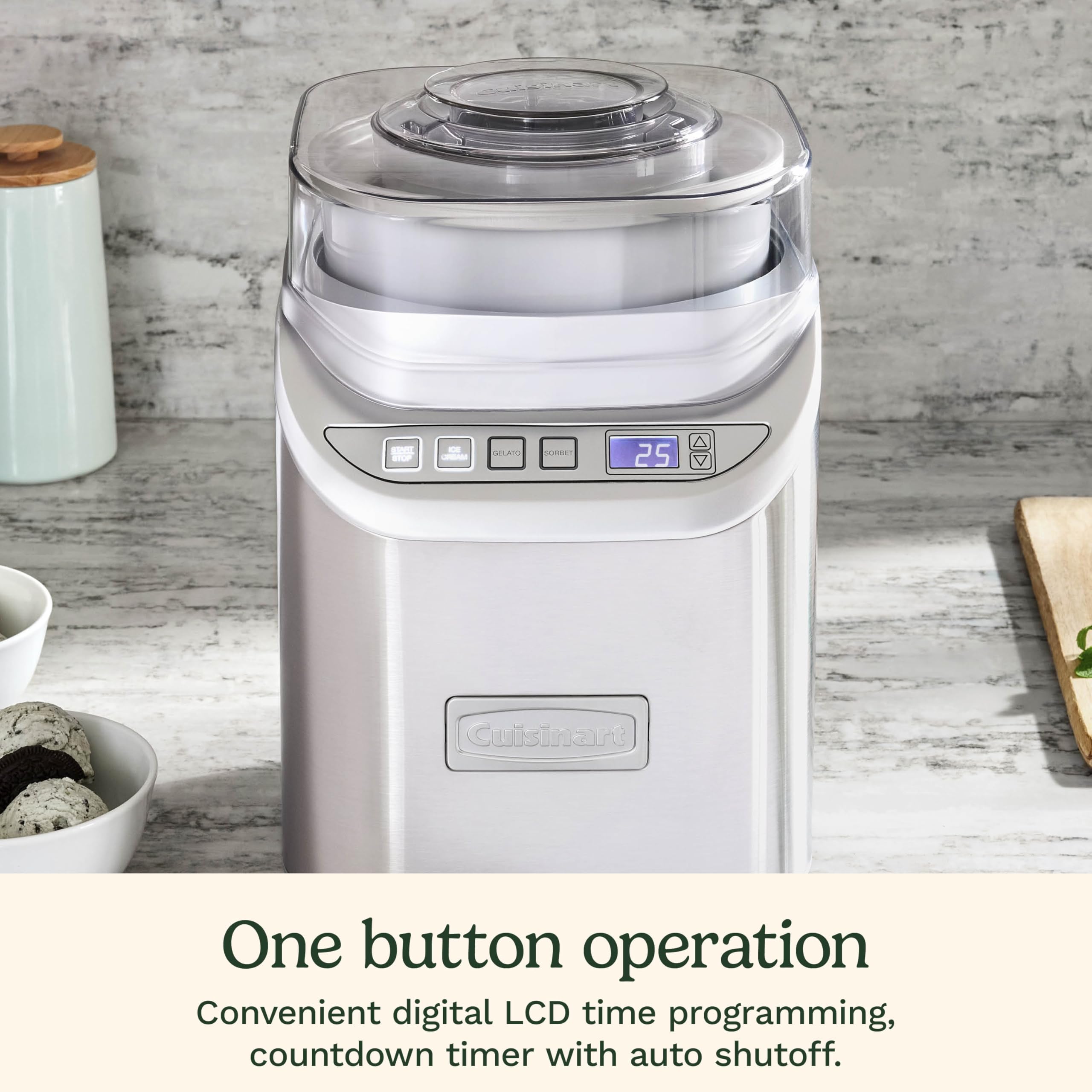 Cuisinart lid with ingredient spout for mess-free pouring.
