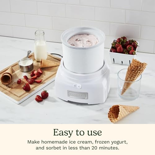 Cuisinart ice cream maker mixing paddle in action creating creamy desserts.