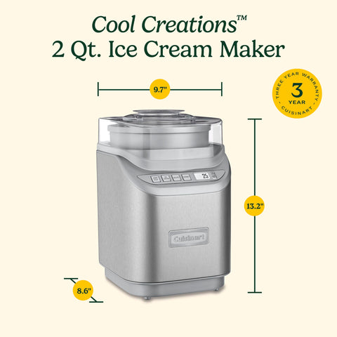 Cuisinart ice cream maker ready in 20 minutes.