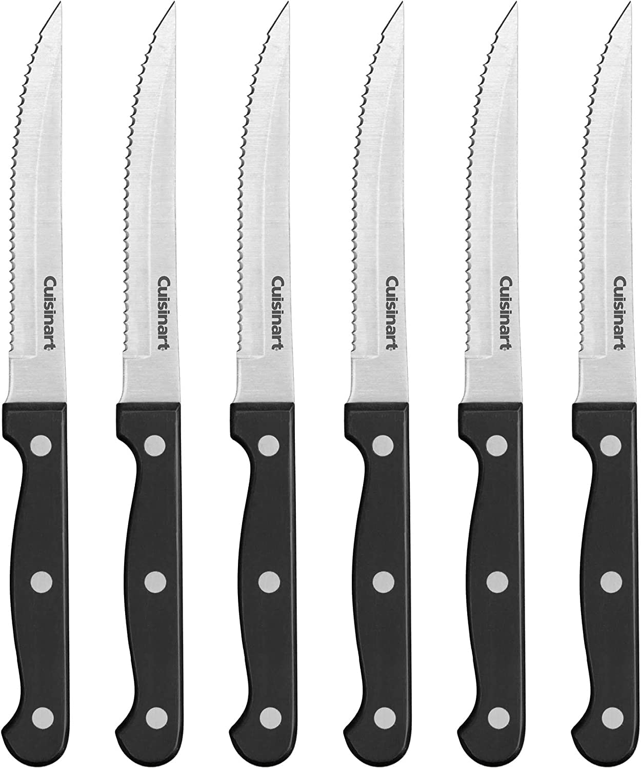 Cuisinart 6pc steak knives blades deliver precise cuts for meats.