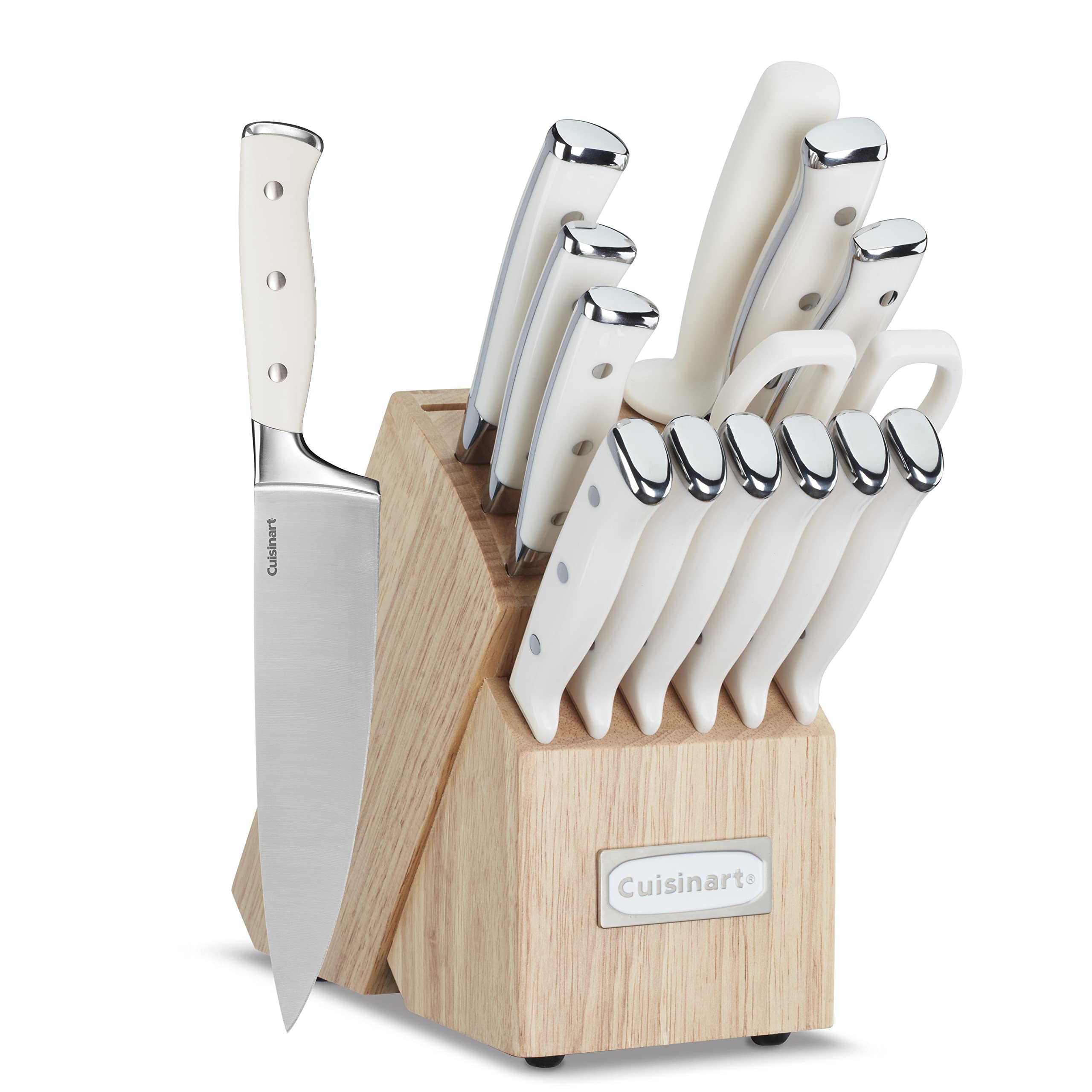 Cuisinart knife set block wooden keeps blades organized for easy prep.