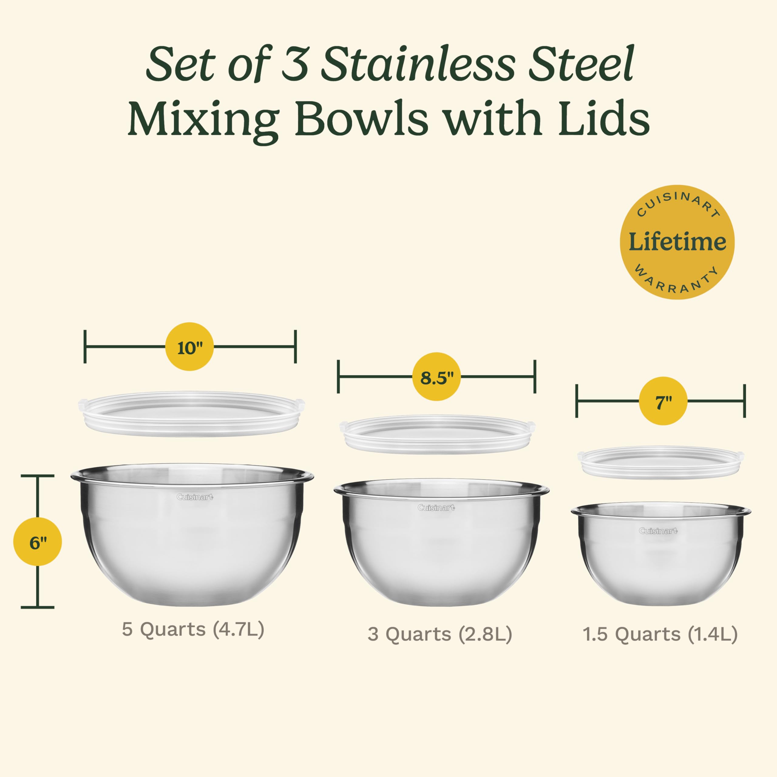 Cuisinart bowls are freezer and fridge safe for versatile storage