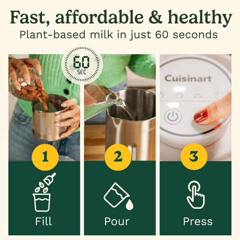 Cuisinart NutSmart delivers almond milk quickly for latte rituals and smoothies.