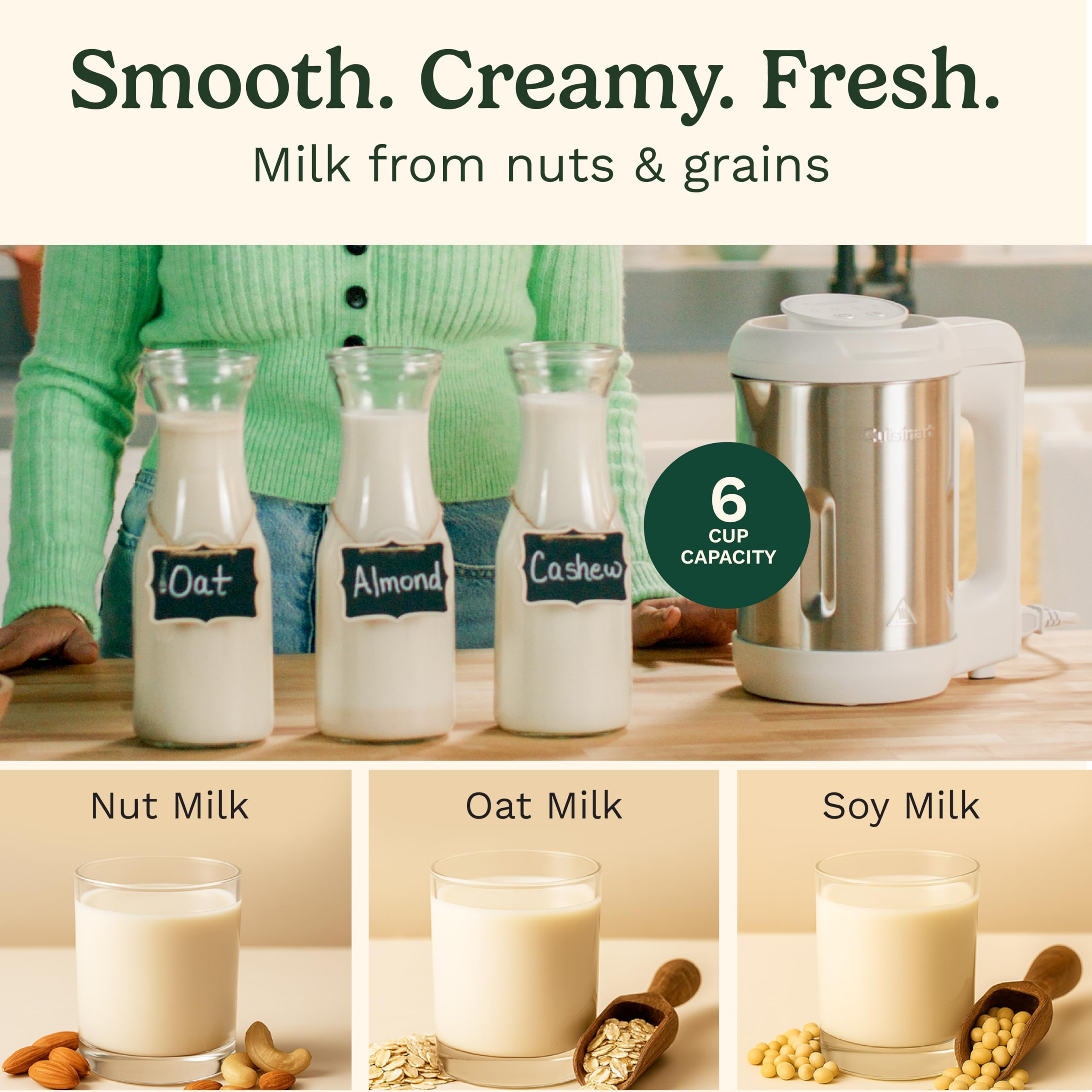 Cuisinart NutSmart barista style milk foaming for cafe-like drinks at home.