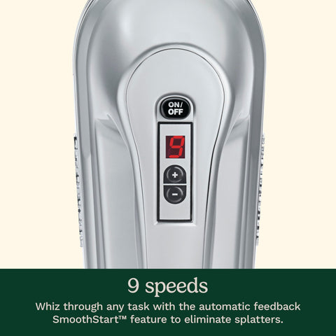 Cuisinart Power Advantage Plus SmoothStart dial shows gentle mixing to prevent splatter.