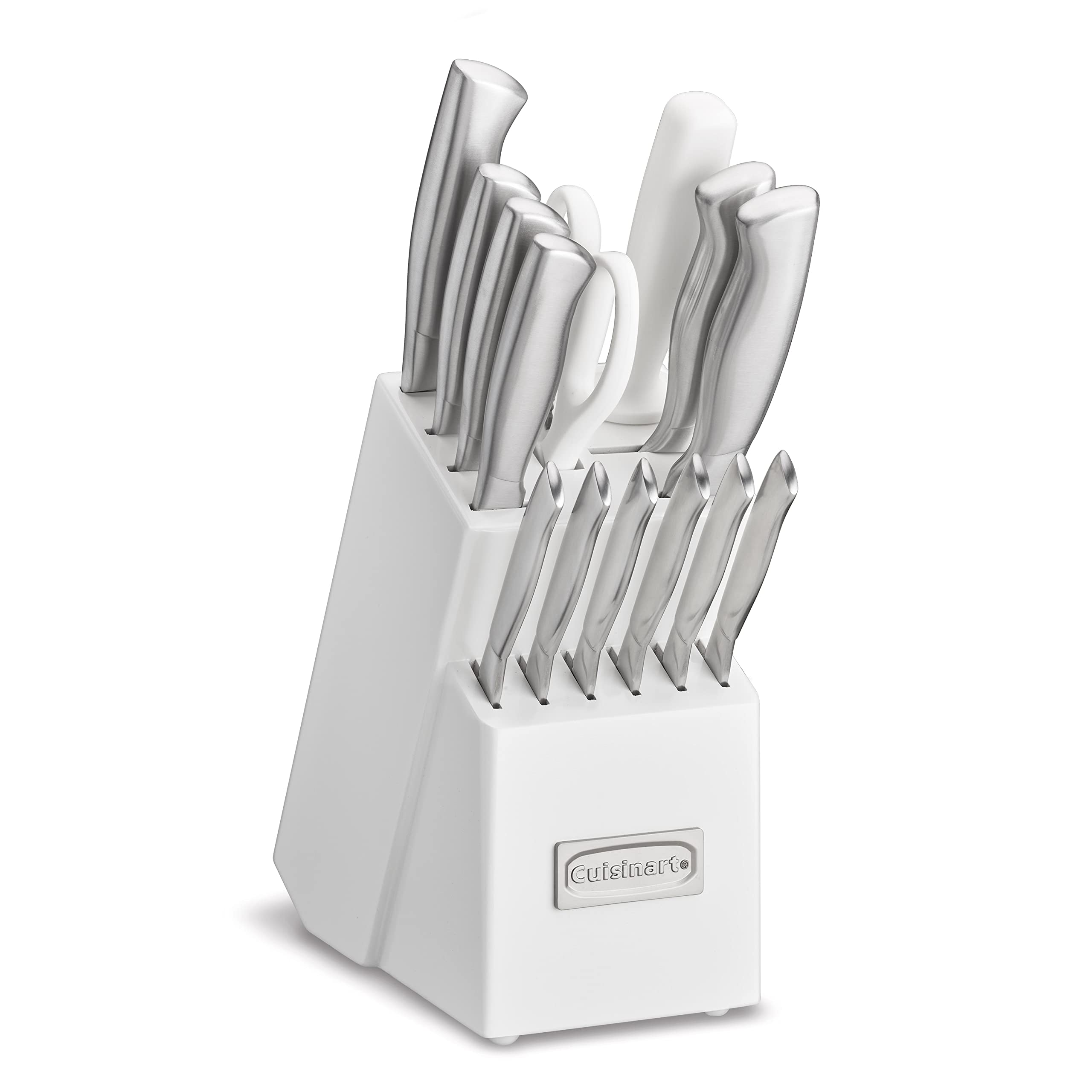 Cuisinart chef knife in action for clean, precise slicing.