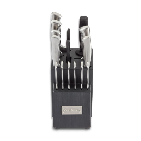 Cuisinart professional block knife set with woodgrain grey finish for stylish, space-saving storage.