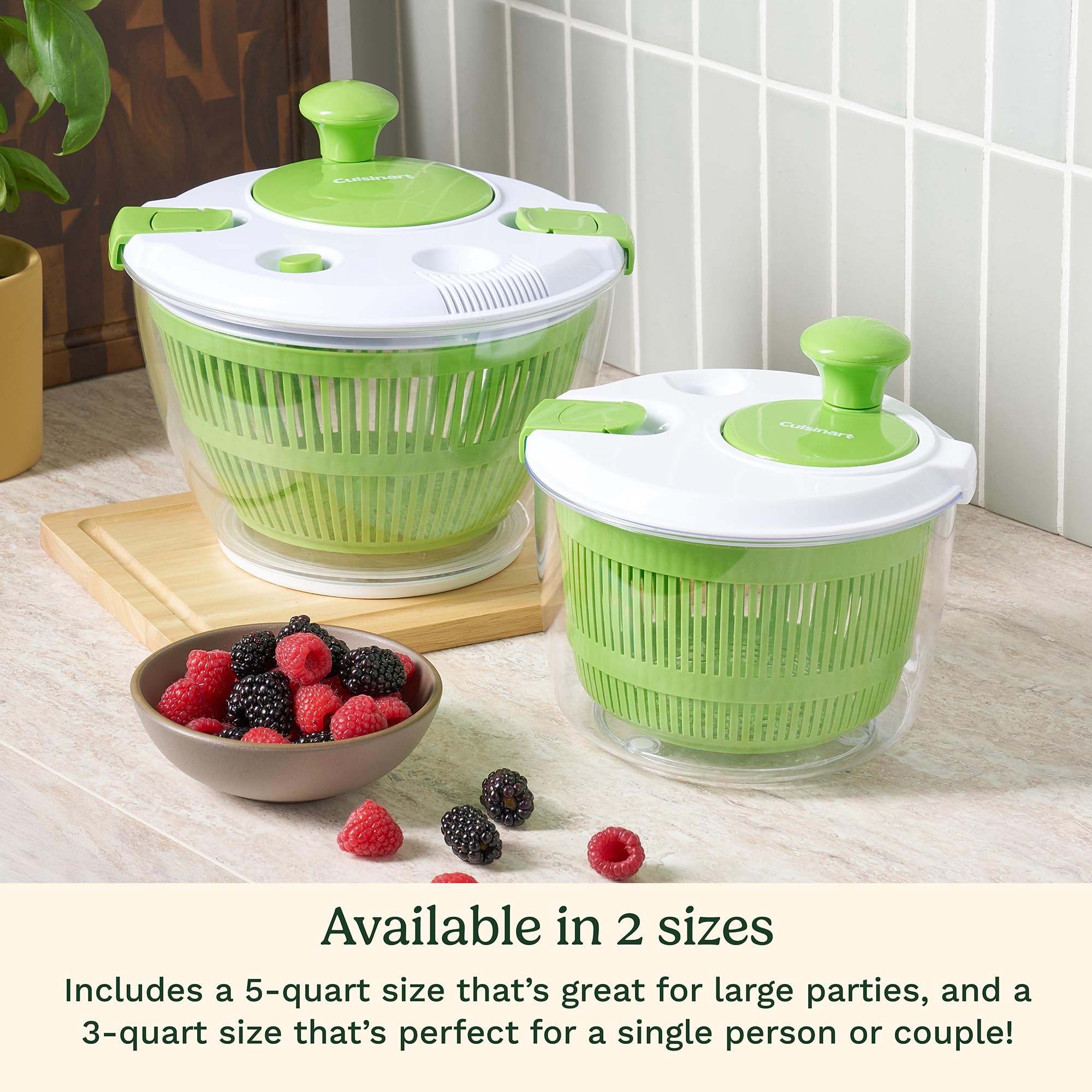 Cuisinart salad spinner clear serving bowl doubles as a ready-to-serve dish