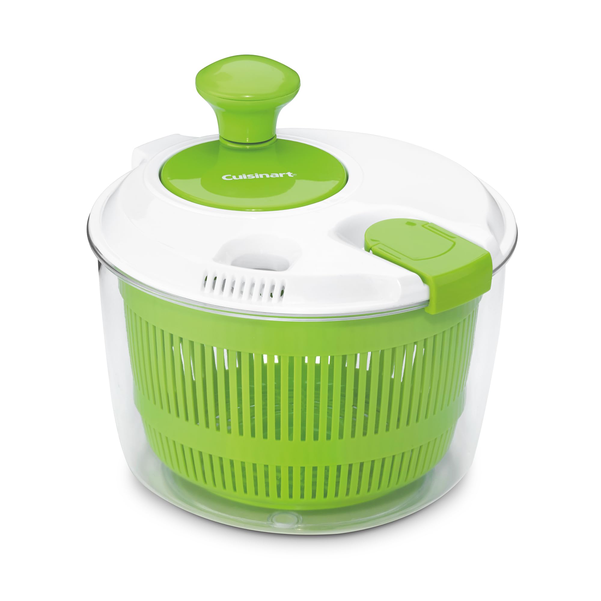 Cuisinart salad spinner top view highlights compact 3-quart design for easy prep