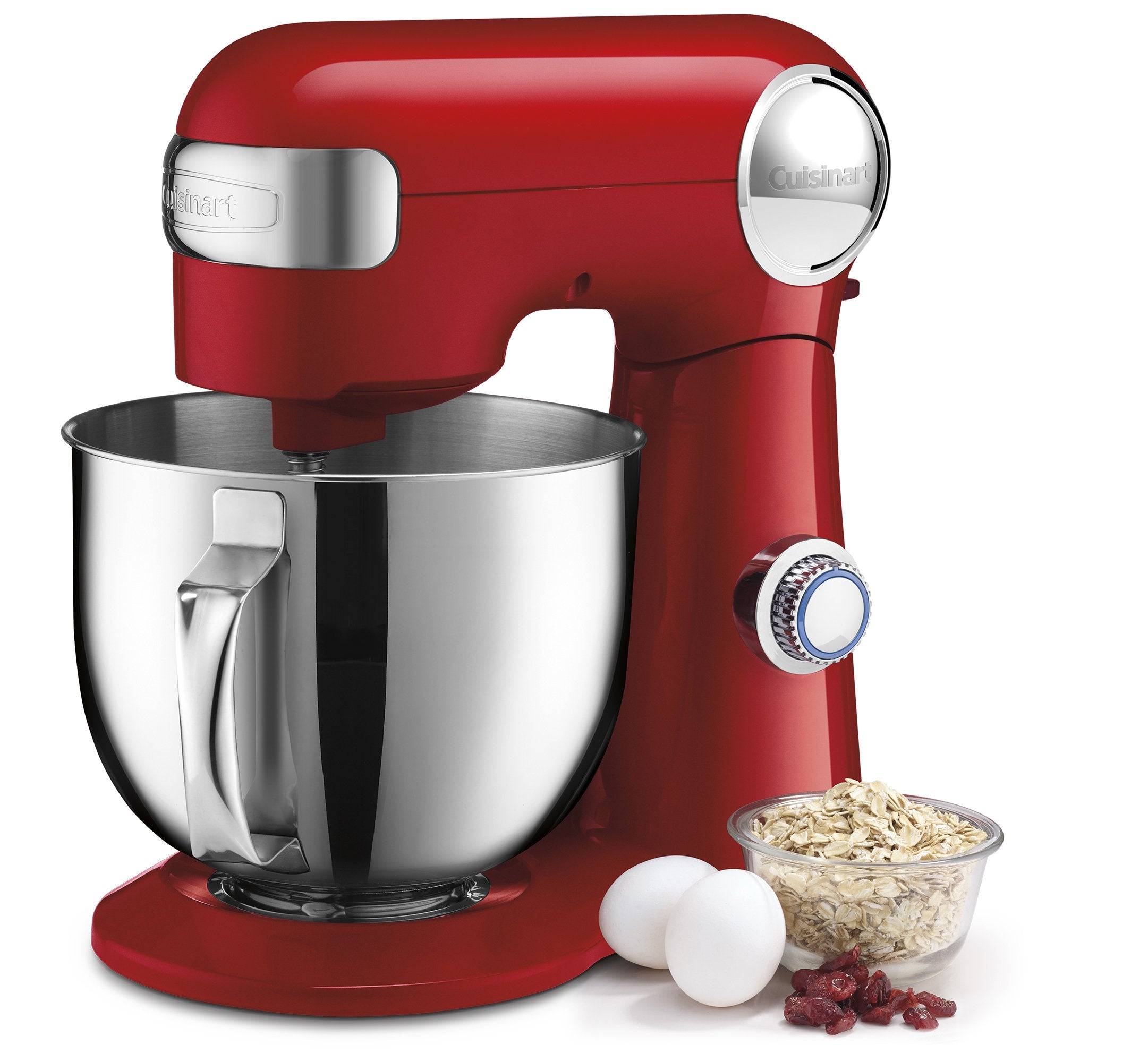 Cuisinart stand mixer 5.5-quart stainless bowl for large batches.