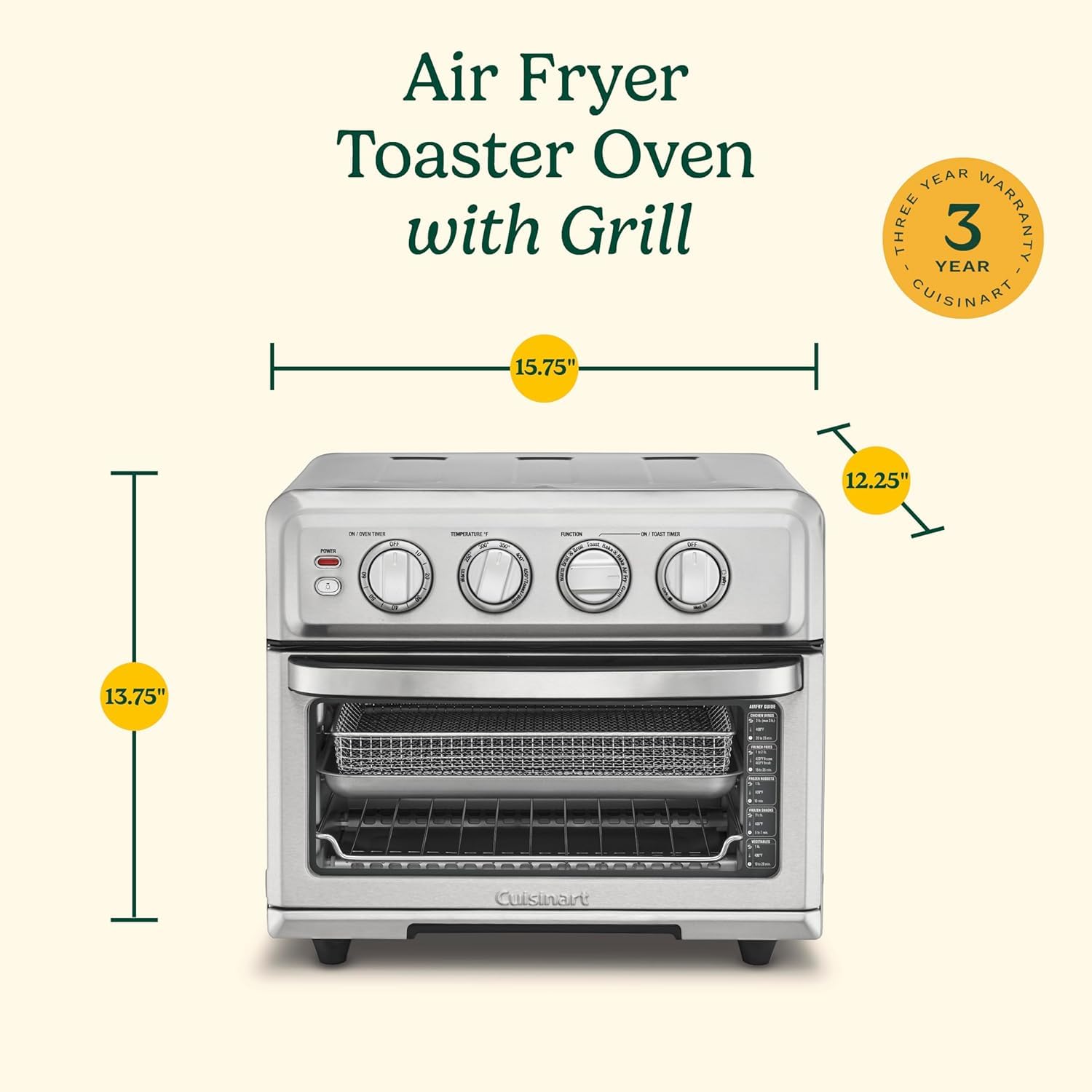 Cuisinart TOA-70NAS stainless interior for easy wipe-downs