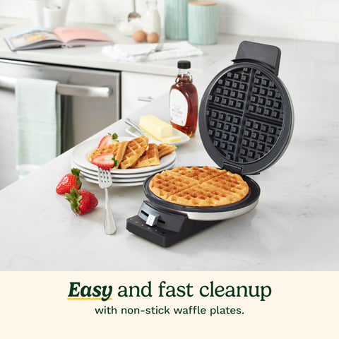 Cuisinart Waffle Maker showing five browning settings for customization.