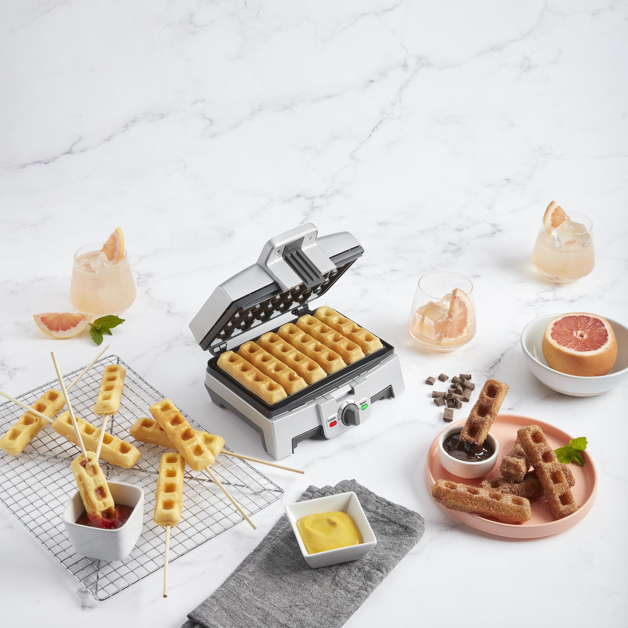 Cuisinart Waffle Stick Maker WAF-ST6 nonstick plates ensure easy release and quick cleanup