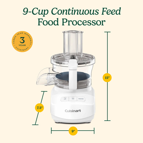 Cuisinart White finish fits modern kitchens and saves counter space.