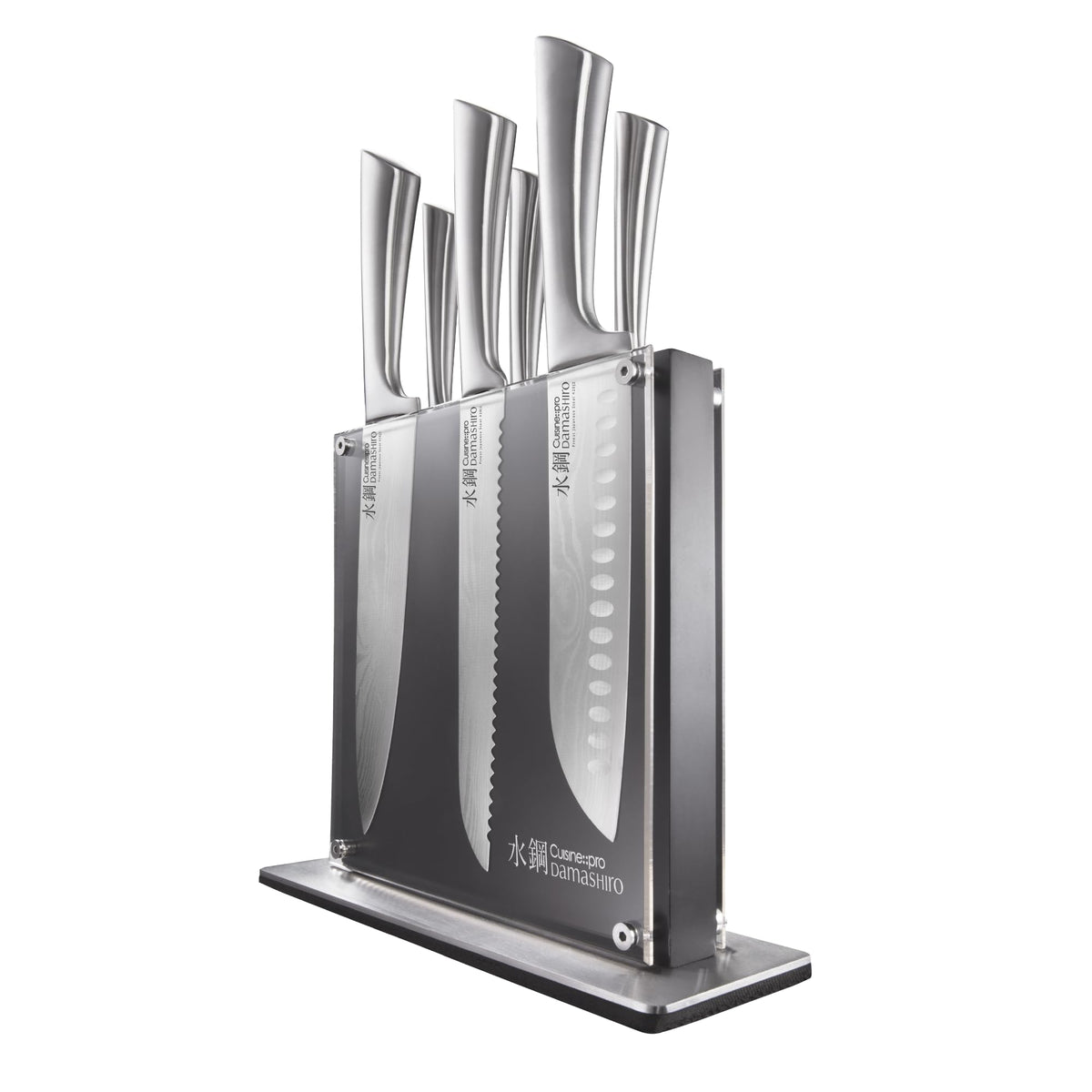 CUISINE::PRO Damashiro knife block with Kumi set keeps knives organized and accessible.