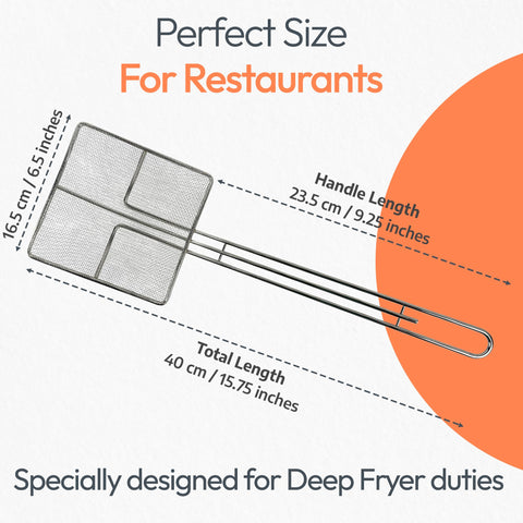 Cuisine Ready deep fryer strainer 6.5-inch square mesh cleans oil and debris