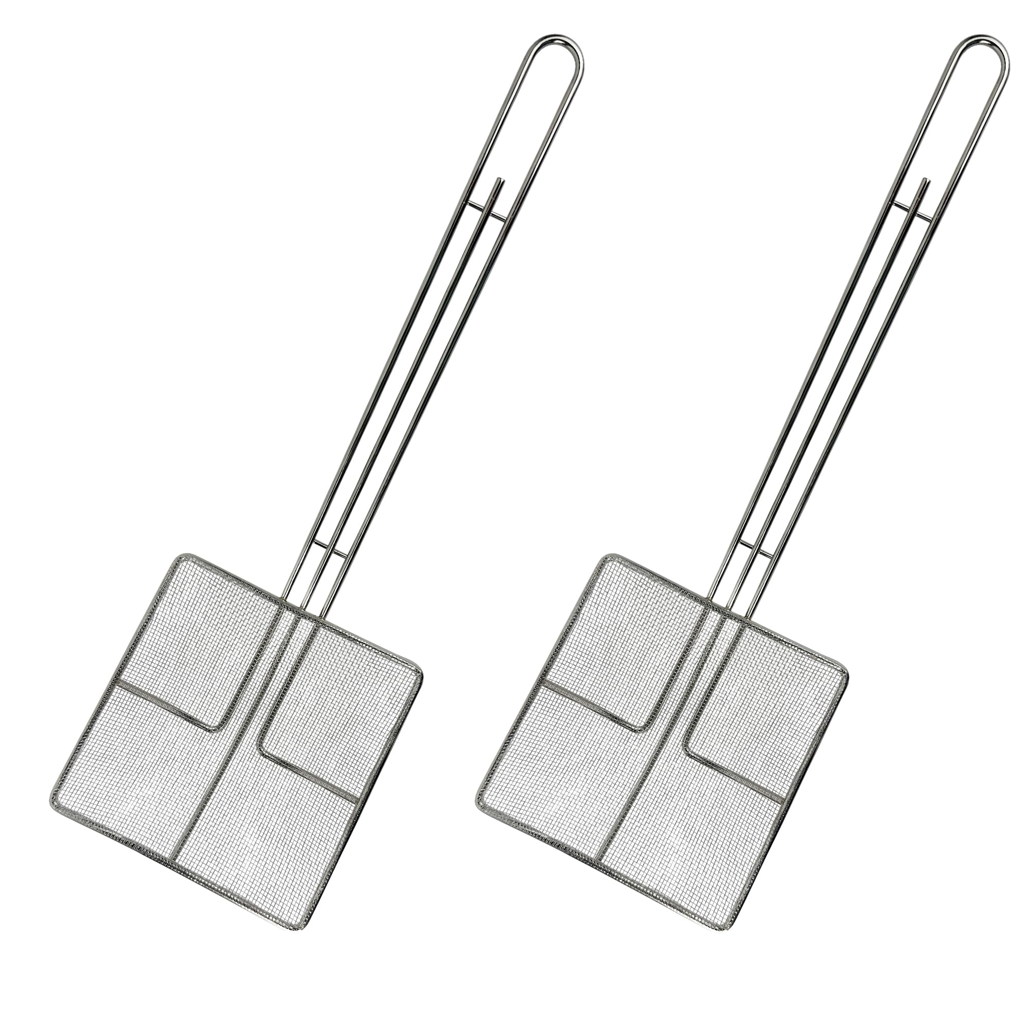 Cuisine Ready wire mesh strainer with long handle for precise oil filtration during frying
