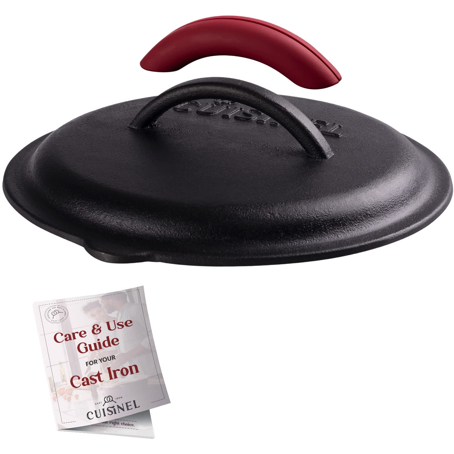 Cuisinel cast iron lid on 8-inch skillet showing even heat distribution and fit