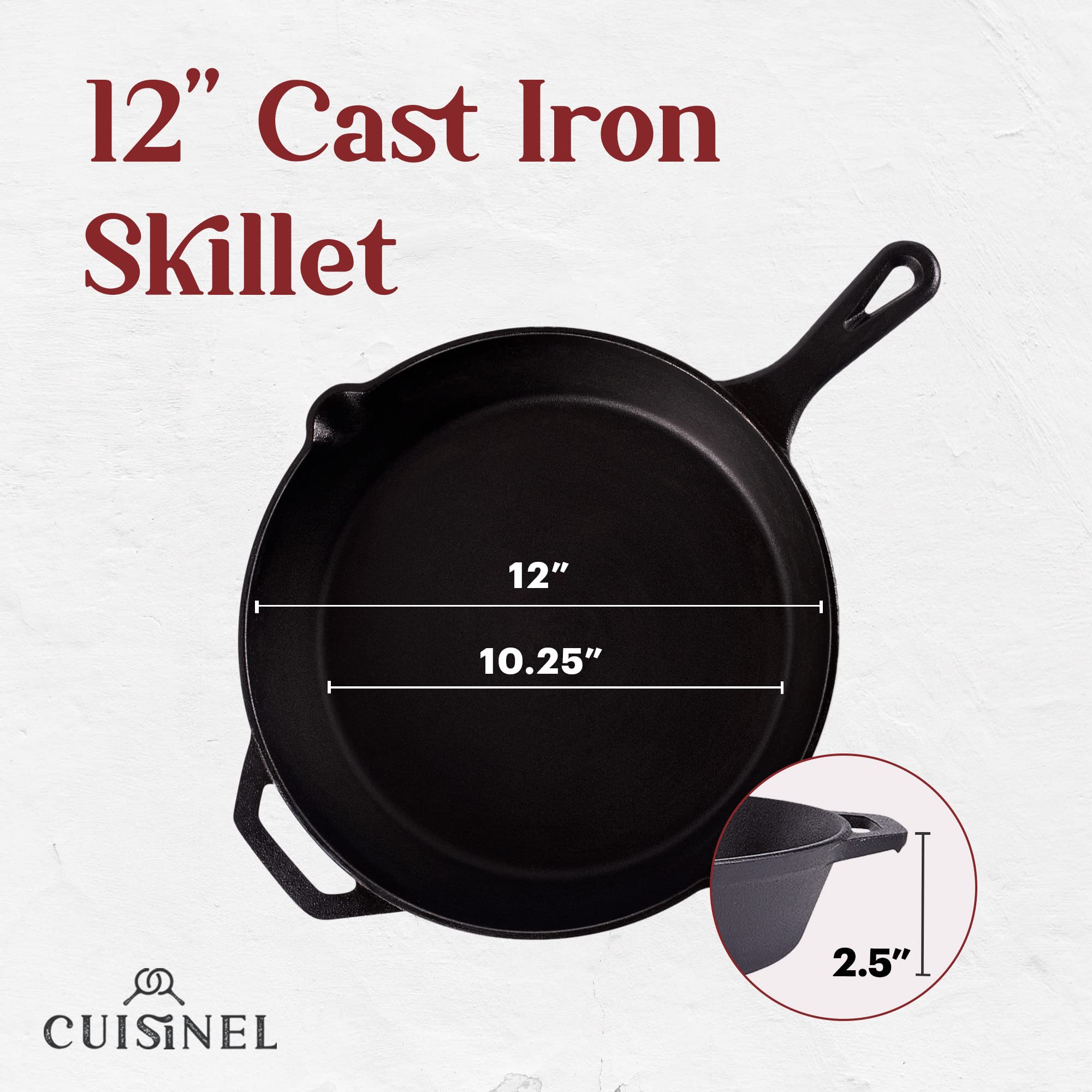 Oven-safe skillet from Cuisinel, compatible with grills, stoves, and induction