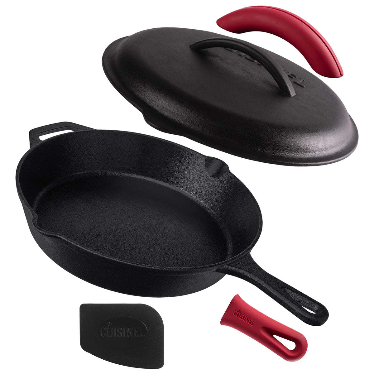 The Cuisinel cast iron skillet with lid delivers even heat for perfect searing.