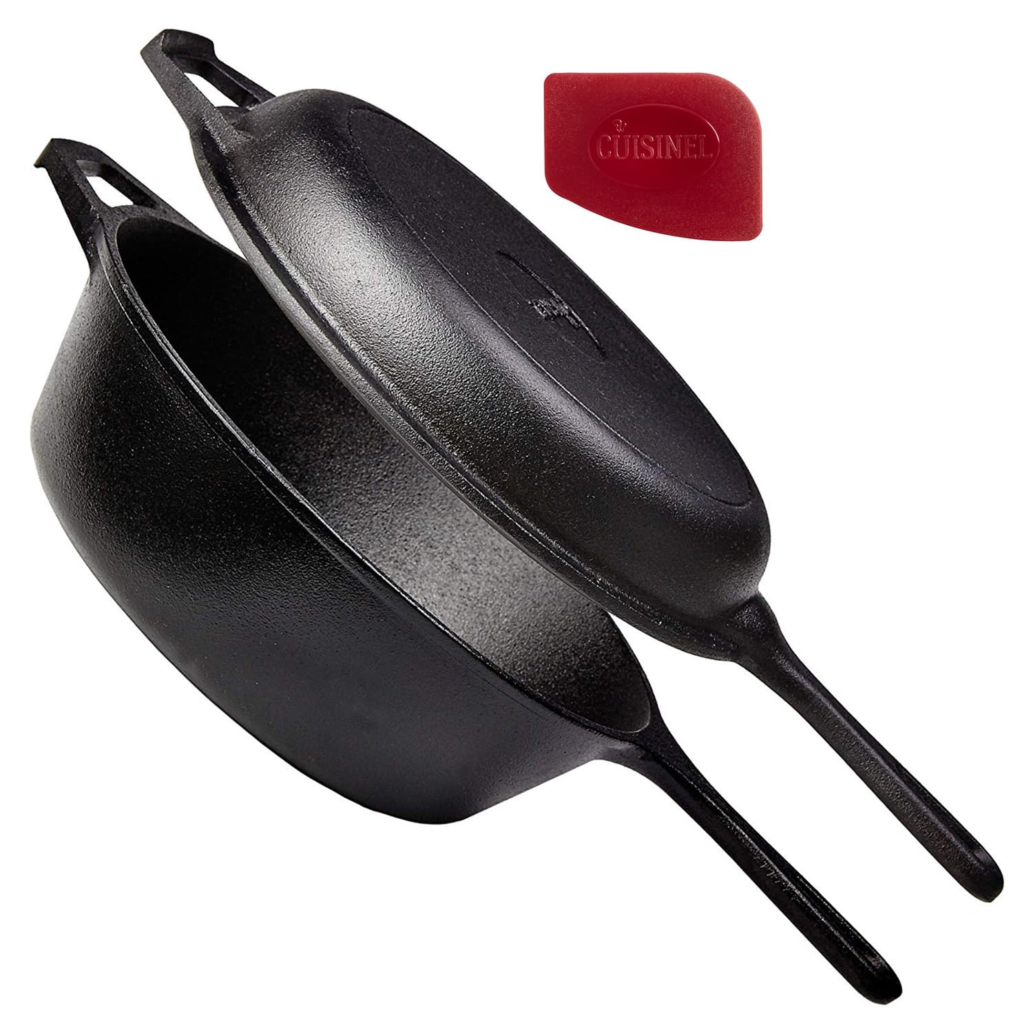 Cuisinel cast iron skillet with lid for versatile stove-to-oven cooking