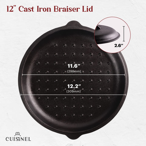 Cuisinel lid with drip points controls moisture for braising and roasting.
