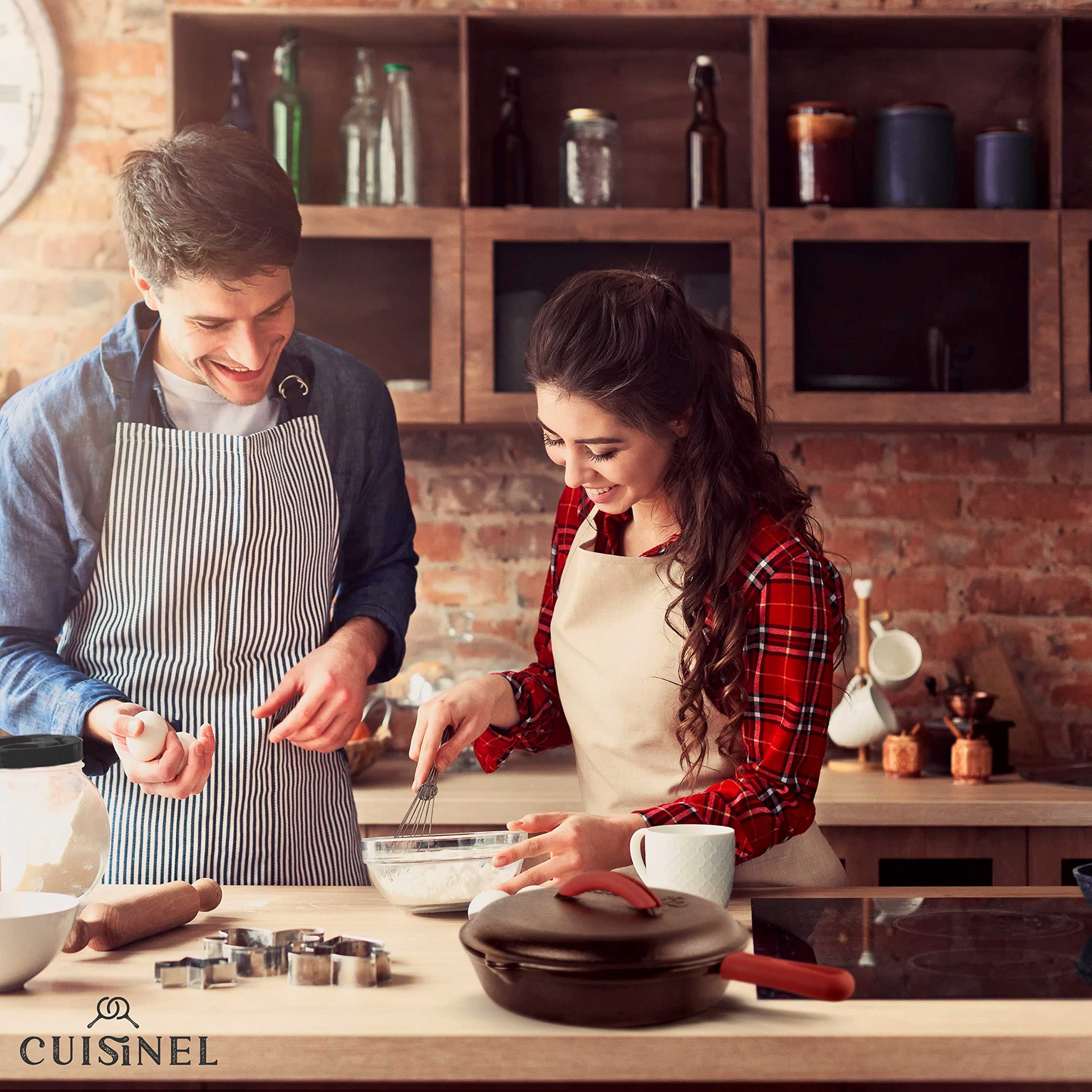 The silicone handle holder provides a secure grip when lifting hot cookware from the stove.