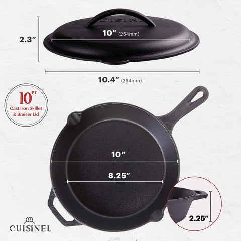 Cuisinel skillet scraper cleaner included for easy maintenance after meals.