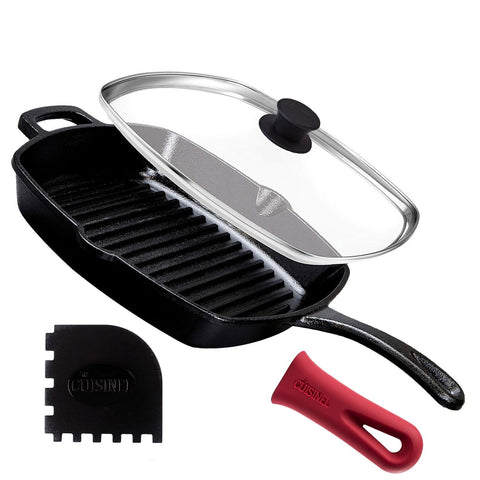 Cuisinel square grill pan 10.5-inch with ridges for even searing.