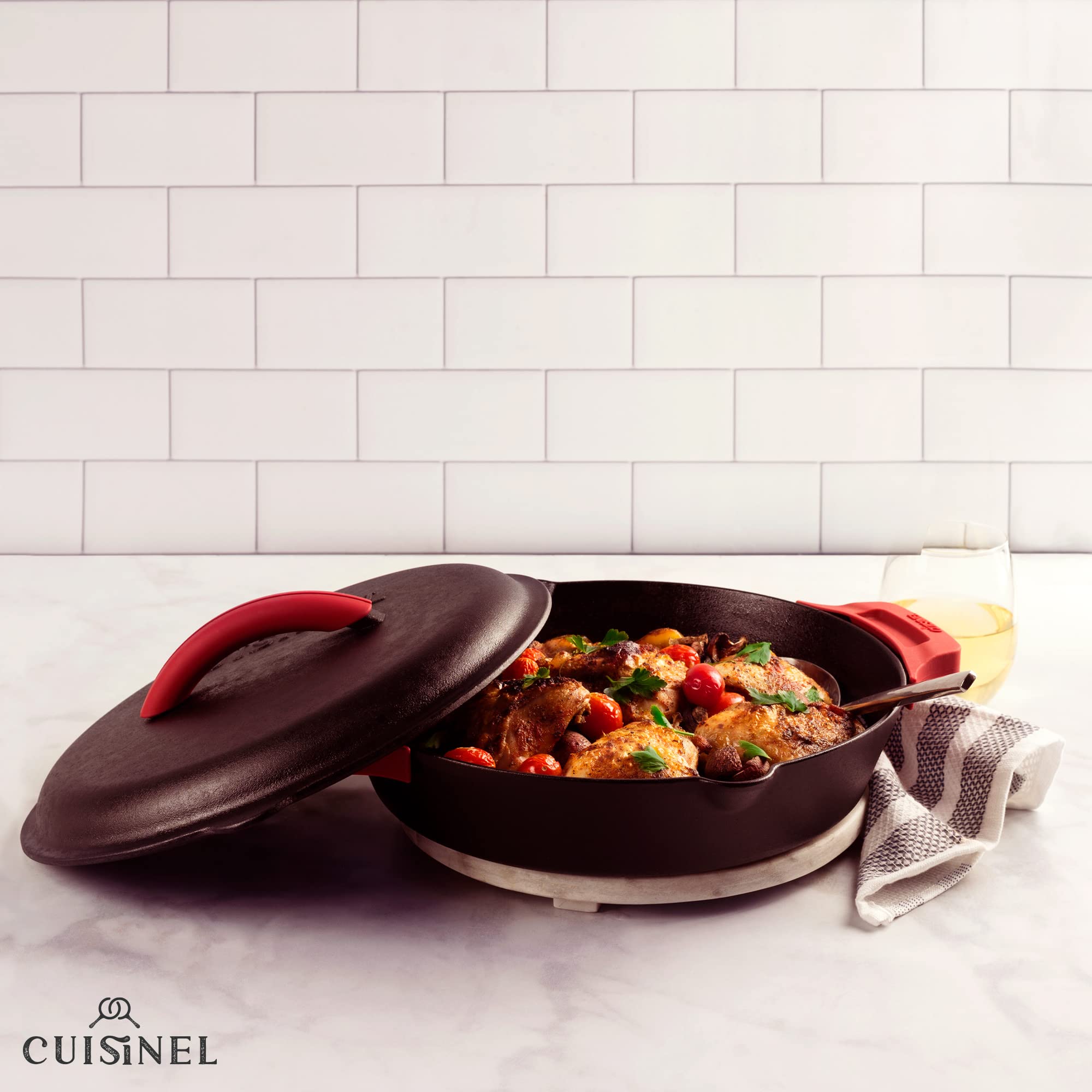 Cuisinel 12-inch lid turns a skillet into a braiser for family meals.