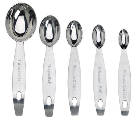 Cuisipro spoons feature permanently stamped measurements for durable accuracy.