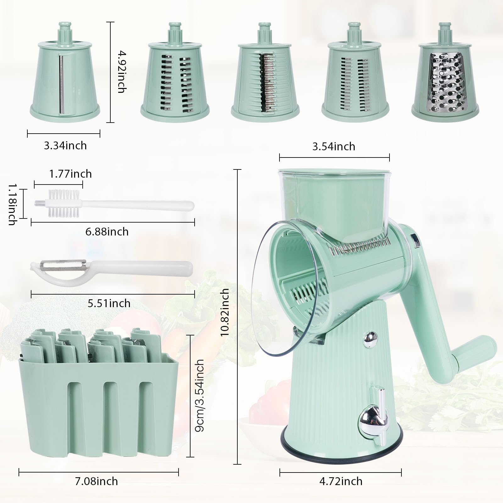 Cujui rotary grater blades assembly for fast and precise prep