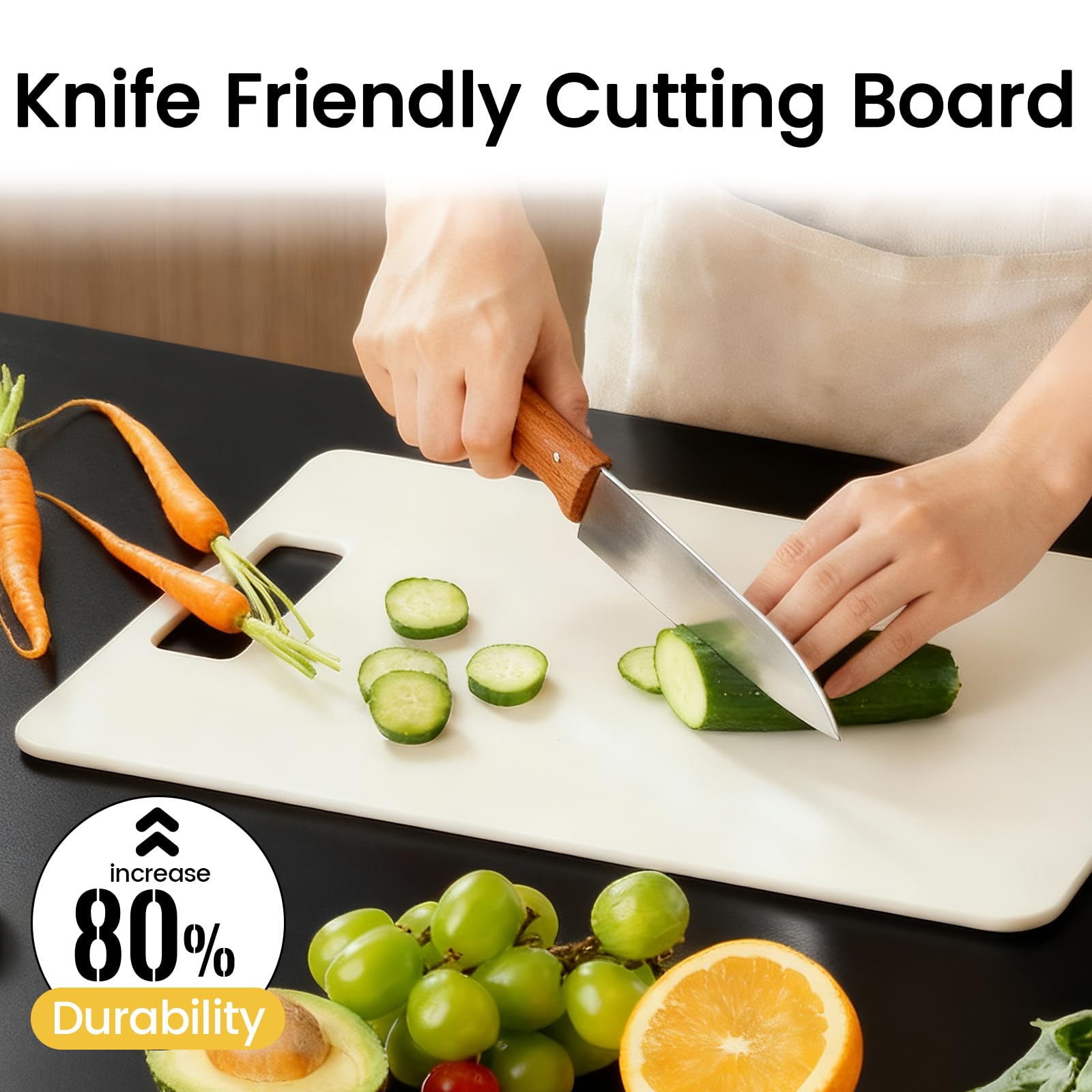 Culiex cutting boards set2 knife-friendly surface resists deep grooves.