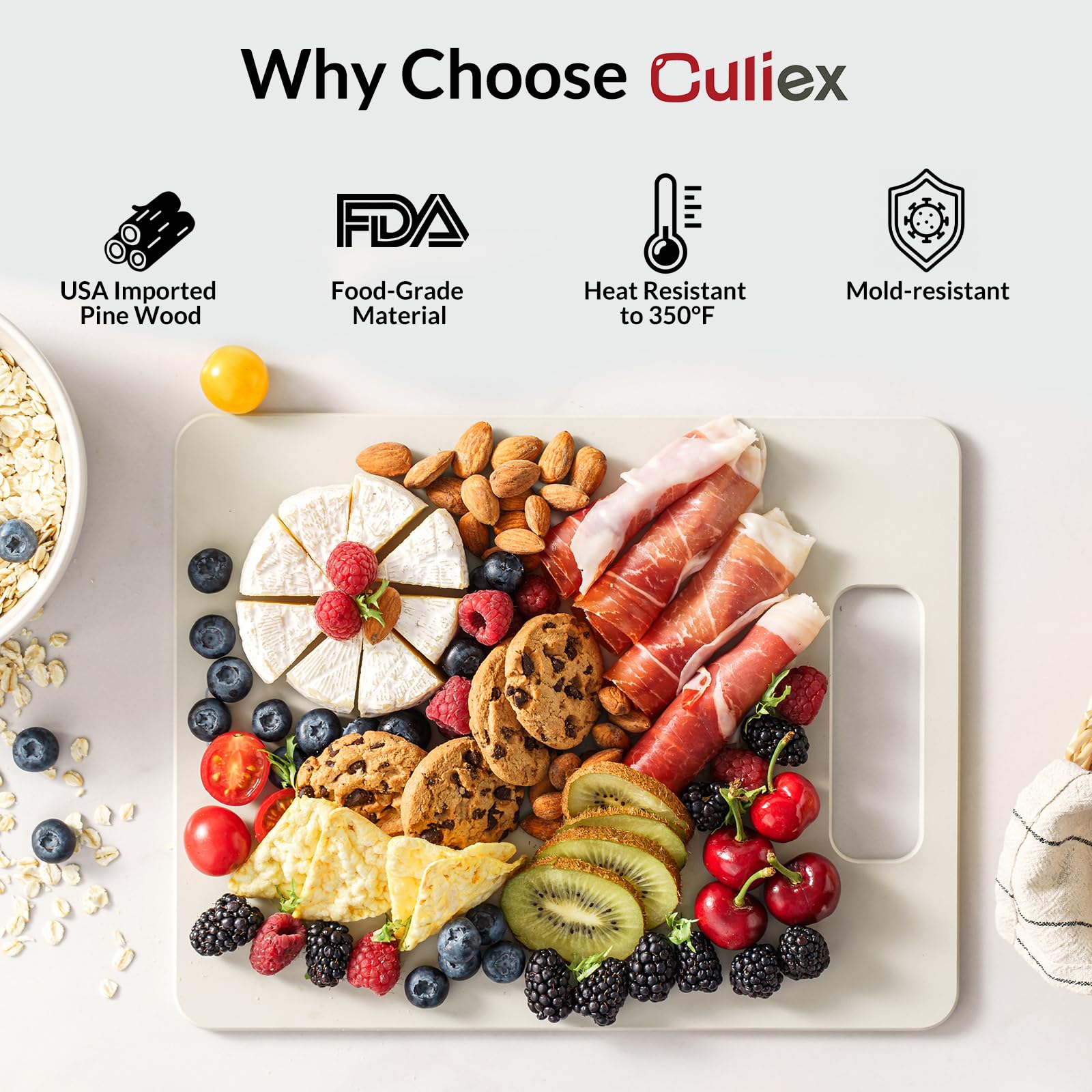 Culiex cutting boards set2 non-slip provide stable chopping on counters.