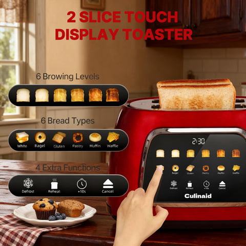 Culinaid Toaster 2 Slice control panel with six browning levels.