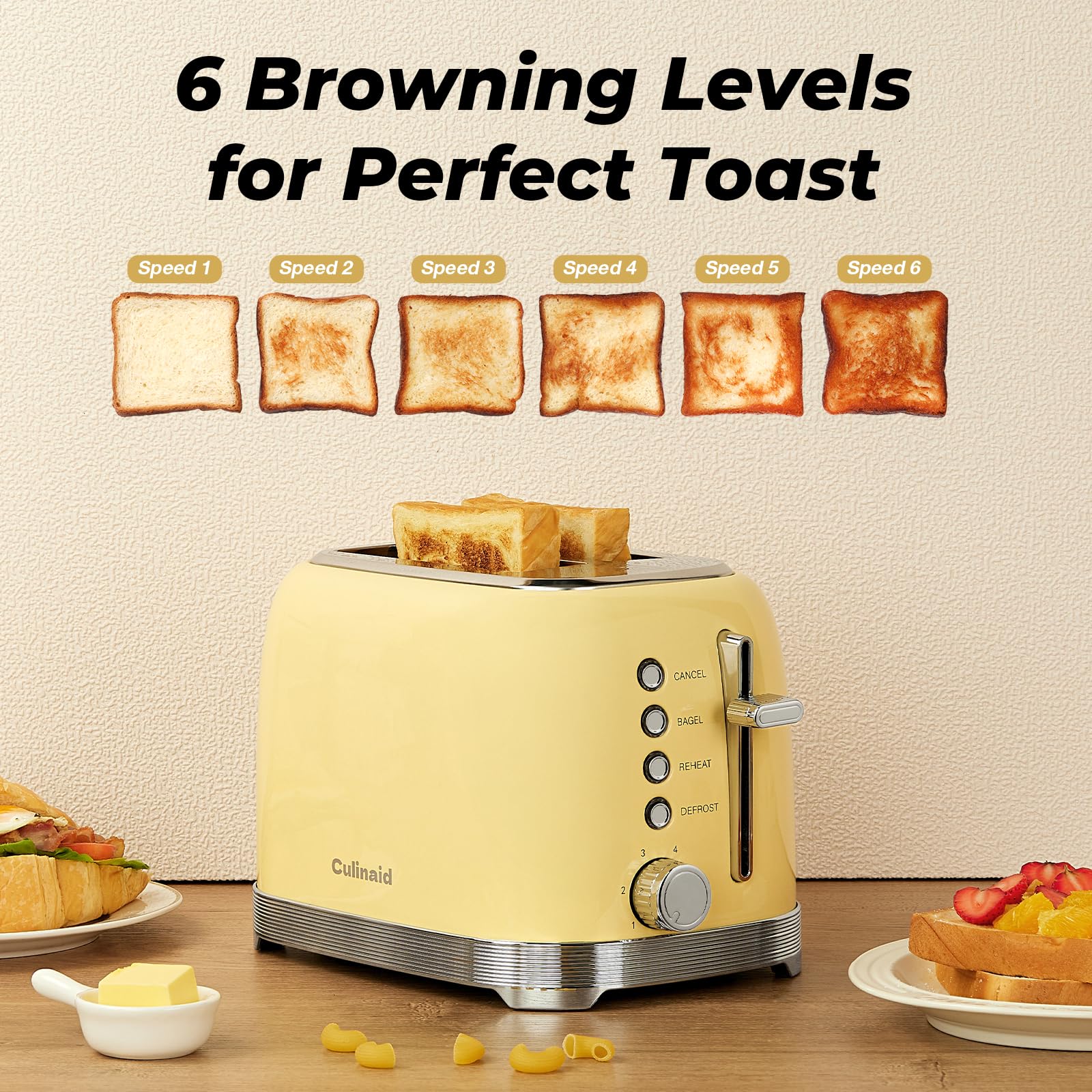 Culinaid 2-slice toaster reheat option for leftovers.