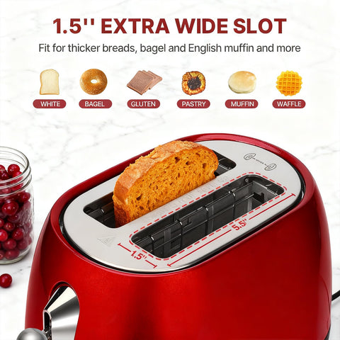 Culinaid Toaster 2 Slice showing extra-wide 1.5-inch slots ideal for thick bread.