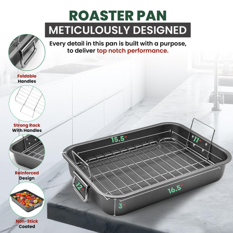 CULINARIN roasting pan foldable handles visible for easy storage