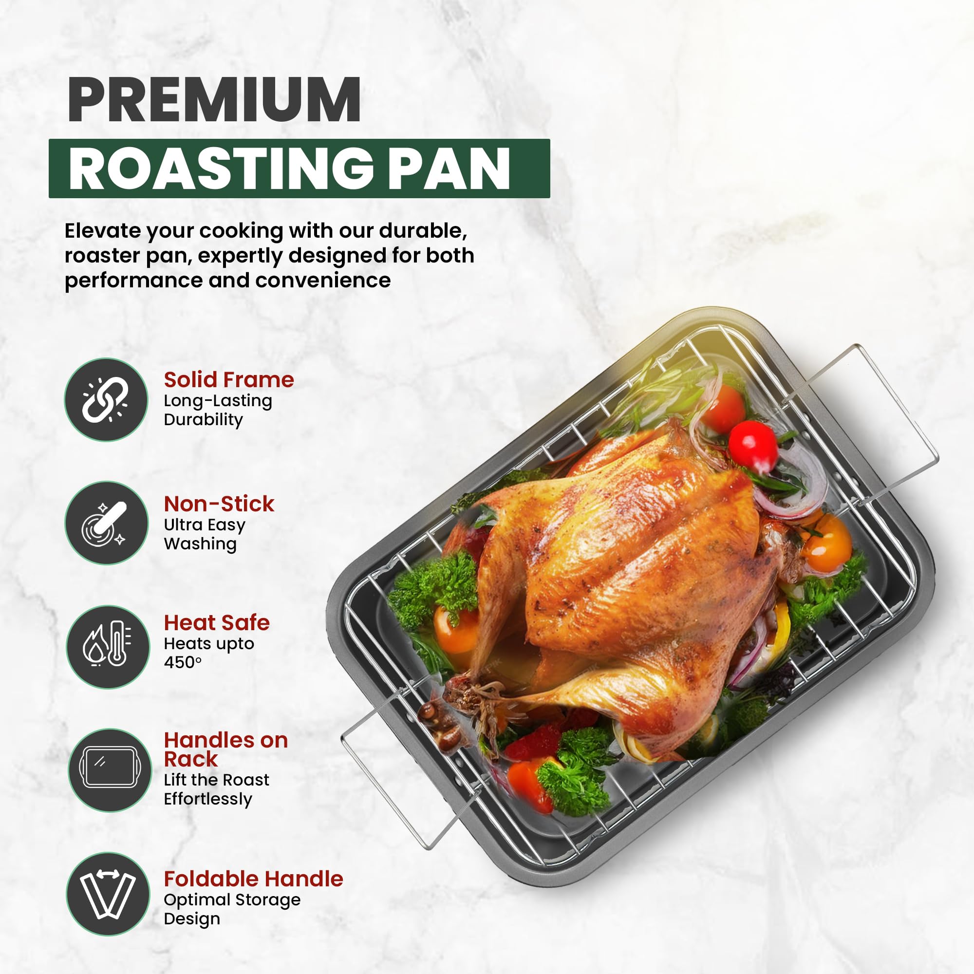 CULINARIN roasting pan rack inside view highlighting elevated position for even browning