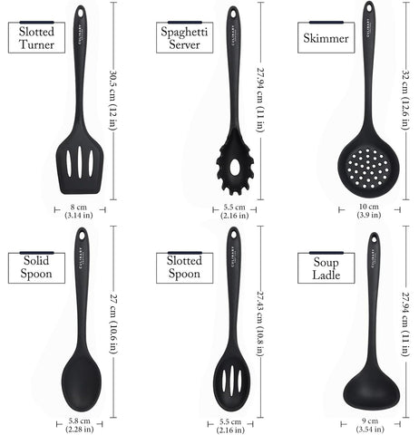 Culinary Couture black silicone drainer spoon for straining liquids without scratching