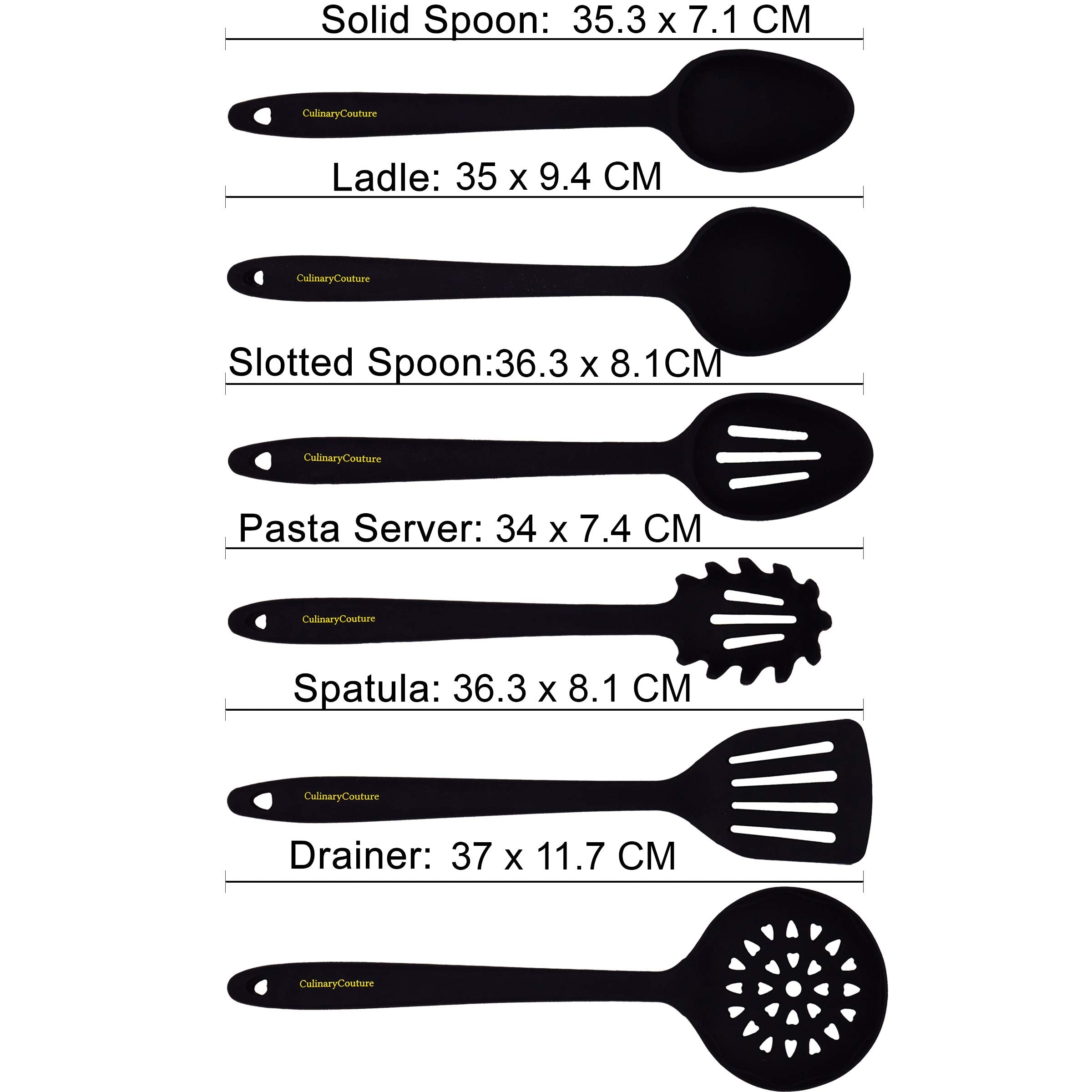 Culinary Couture silicone utensil highlighting heat resistance up to 428°F