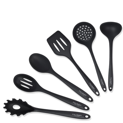 Culinary Couture black silicone ladle for heat-safe stirring of soups and sauces