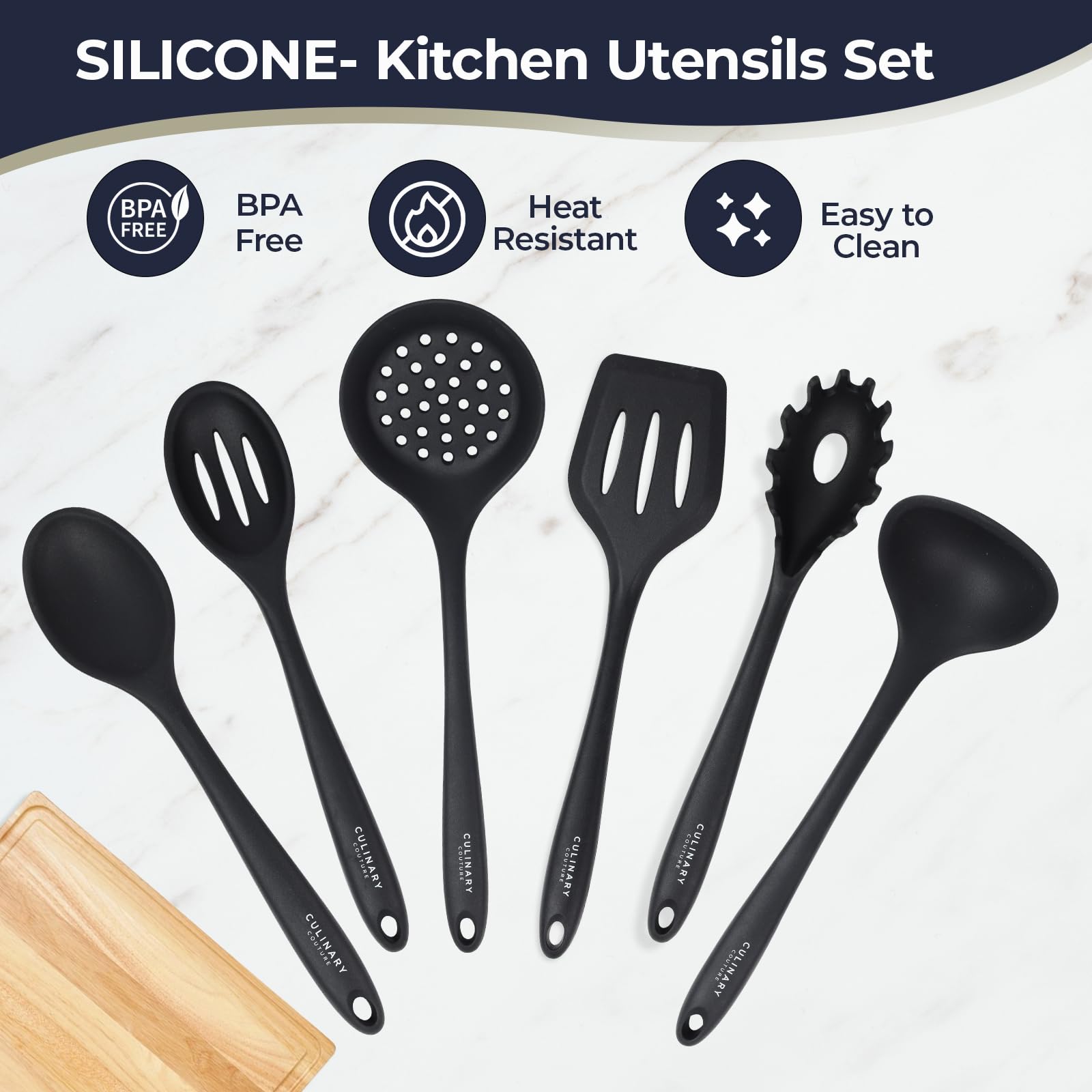 Culinary Couture black silicone pasta server for confident serving of spaghetti