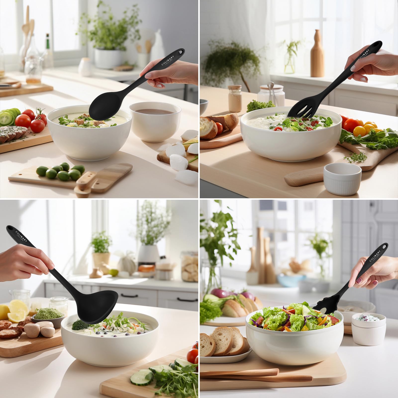 Culinary Couture black silicone spatula for flipping with nonstick protection