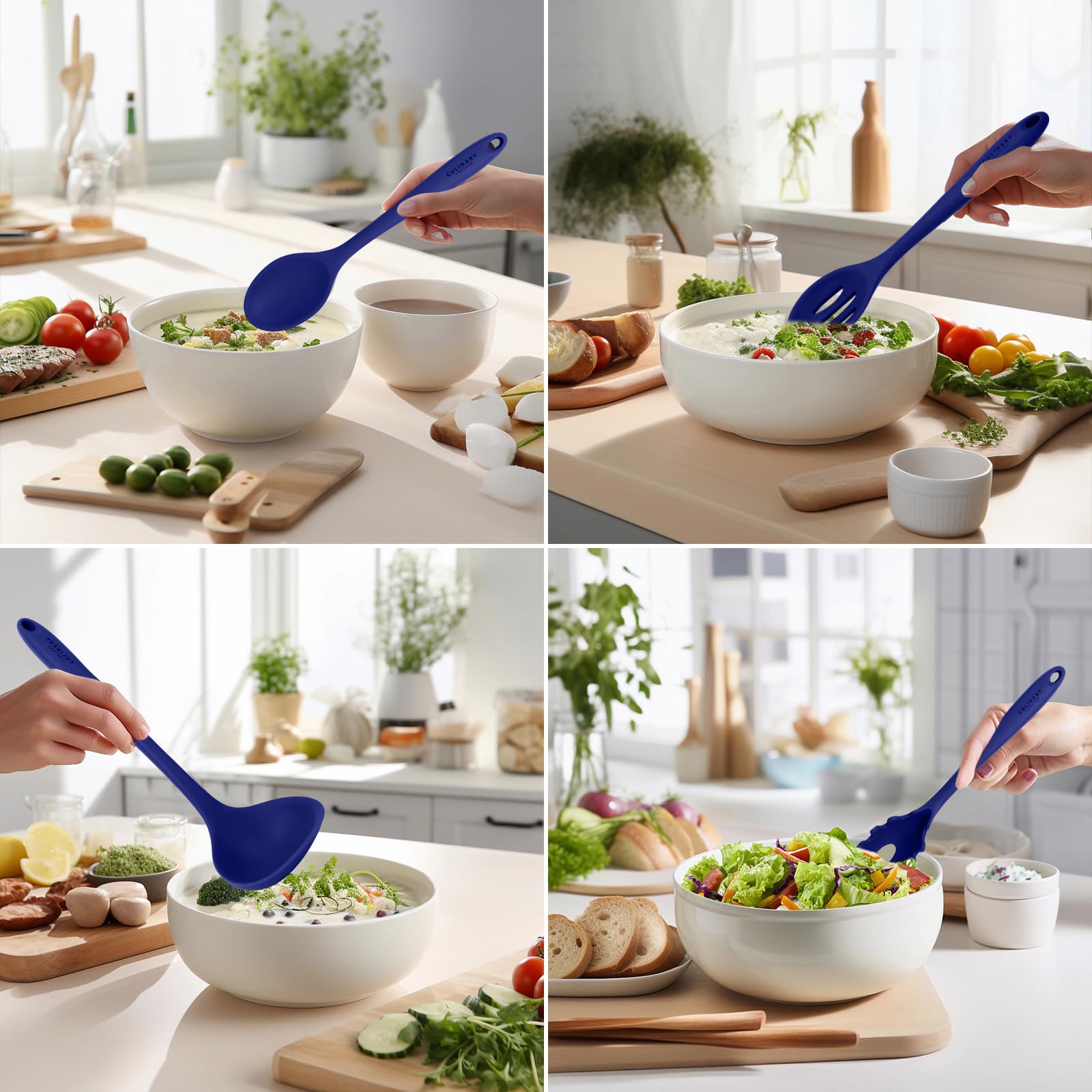 Culinary Couture blue spatula protecting nonstick surfaces.